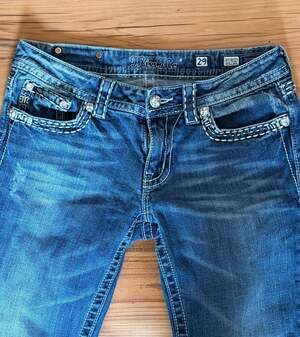 Miss Me Straight Leg Embellished Flap Pocket Jeans